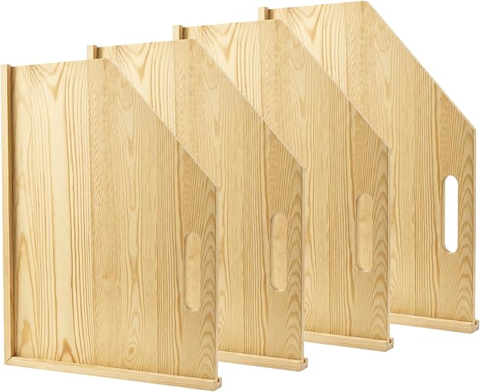 4 Pack Wood Tray Dividers for Cabinet, Cookie Sheet Organizer for Cabinets, Baking Sheet Organizer, No-Cut Kitchen Cabinet Dividers, Cookie Trays for Kitchen, Pantry Storage (8.0, Pounds)