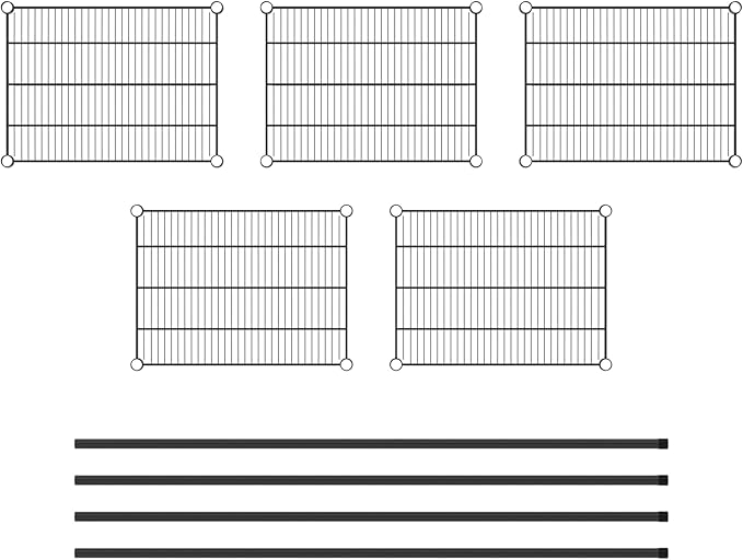 Commercial NSF Listed Black Epoxy Stationary Wire Shelving Kit 18" x 24" x 64", with 5 Shelves Perfect for Warehouse, Walk-in Refrigerator, Freezer, Grocery Store, Restaurant, Dishroom
