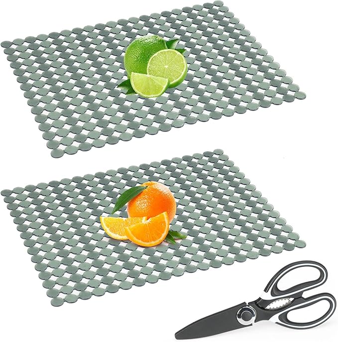 Kitchen Sink Mat for Stainless Steel/Ceramic Sinks,2 Pack Dish Sink Mats for Kitchen Sink with Scissors, Fast Draining,Easy to Clean,DIY Cut,15.7 X 11.8 Inch(Green)