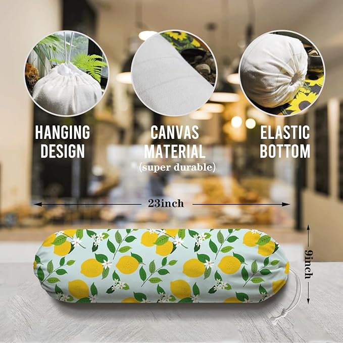 Lemon Plastic Bags Holder, Grocery Bag Storage Organizer, Reusable Shopping Bags Holder Dispenser for Kitchens Pantry, Farmhouse Home Kitchen Decor Gifts, Kitchen Pattern Garbage Bag 43