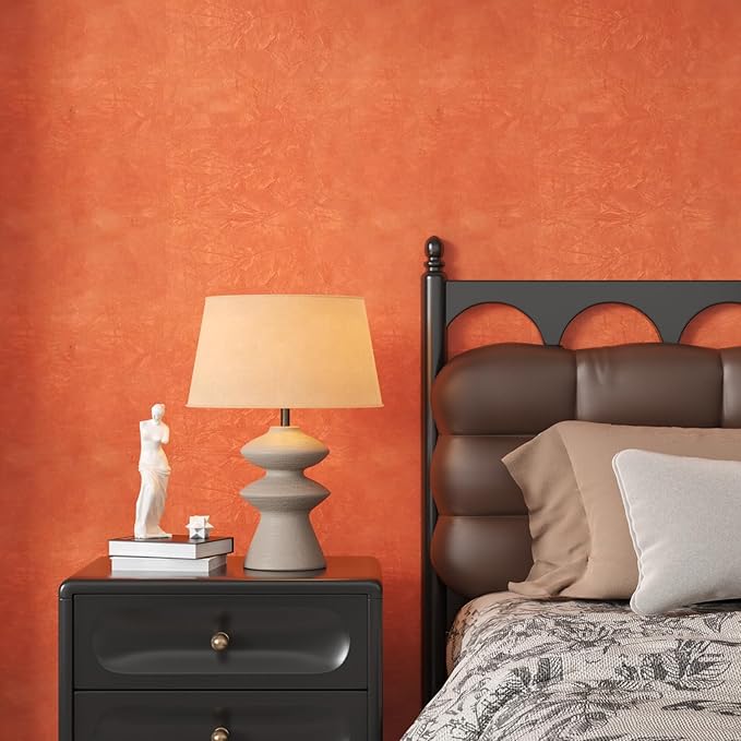 CHIHUT 12''x100'' Self Adhesive Orange Velvet Flocking Liner for Art Crafts DIY Project Soft Fabric Peel and Stick Jewelry Drawer Velvet Liner Thick Removable Orange Velvet Wallpaper for Shelf Liners