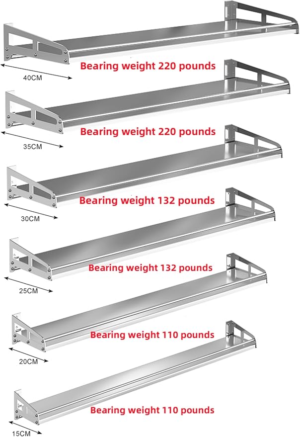 Wall Mount Metal Wall Shelf Kitchen Spice Condiment Racks 304 Stainless Steel fit Storage Rack Bedroom Bathroom Living Room Shelves (Length31.5 width13.7)