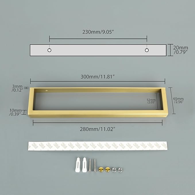 Alise Bathroom Towel Bar, Self Adhesive Hand Towel Holder, Two Usage Methods, 304 Stainless Steel Gold Towel Bar, Wall Mount Bath Towel Rack 12 Inch