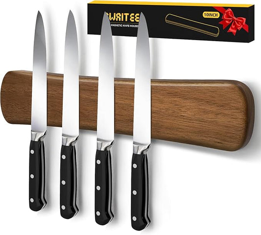 Magnetic Knife Holder for Wall, 10 Inch Wood Strong Magnetic Knife Strip, Small Kitchen Storage Space Savers, Rv Apartment Farmhouse Accessories Organizer, Housewarming Gifts for New Home