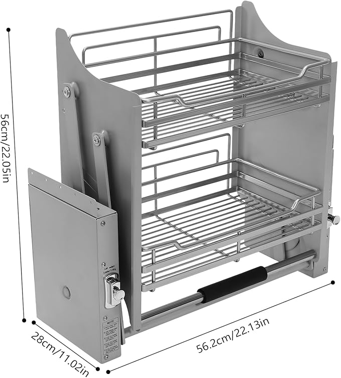 Blind Corner Cabinet Pull Out,2 Tier Kitchen Corner Cabinet Pull-Down,Pull-Down Dish Rack with 4-Speed Adjustable Rebound Force,Pull-Out Home Organizers