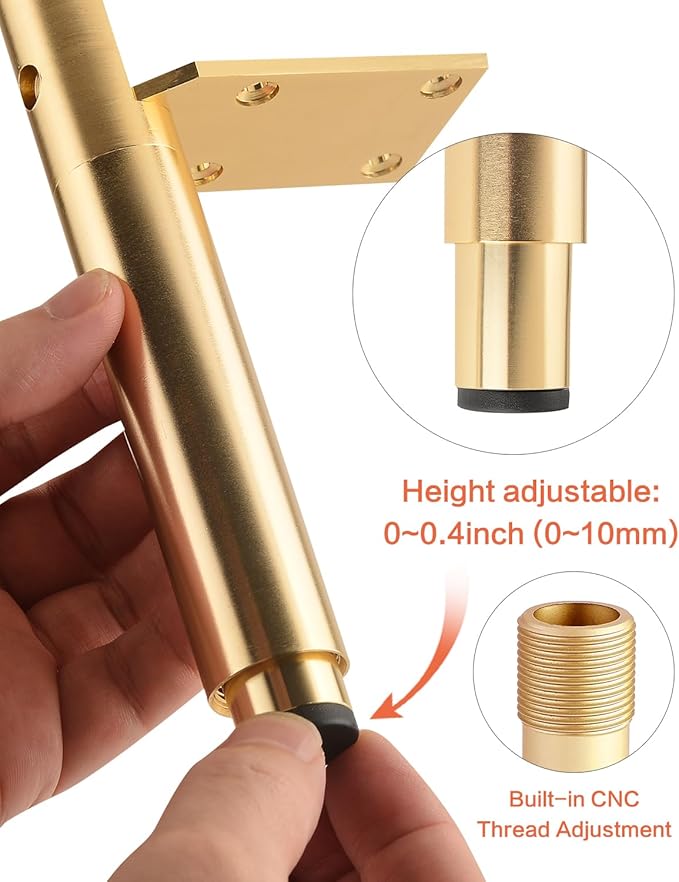Legs for Furniture Set of 4 Adjustable Metal Cabinet Feet Golden 2.1-2.5 Inch End Table Legs Extenders Desk Feet Coffee Table Base Support Feet