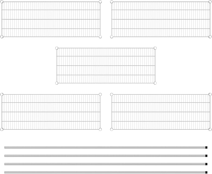 Commercial NSF Listed Chrome Stationary Wire Shelving Kit 18" x 48" x 96", with 5 Shelves Perfect for Warehouse, Walk-in Refrigerator, Freezer, Grocery Store, Restaurant, Dishroom