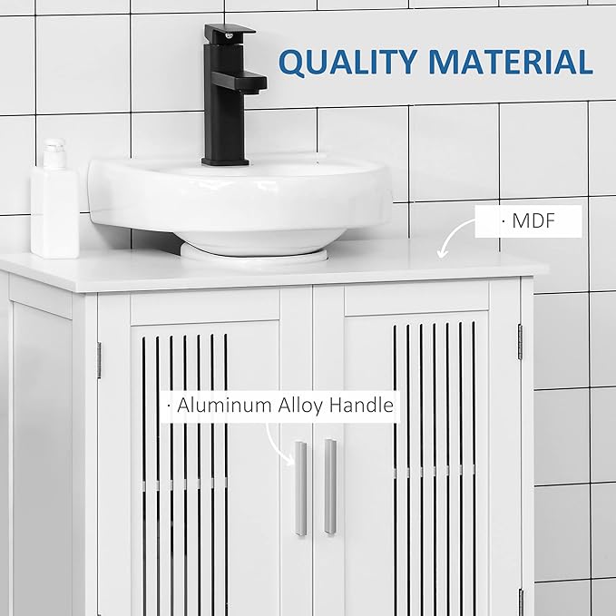 Pedestal Sink Storage Cabinet with 2 Doors, Under Sink Bathroom Cabinet with 2 Doors and Shelf, Under Sink Cabinet Bathroom Space Saver Organizer Pedestal Sink Bathroom Vanity Furniture