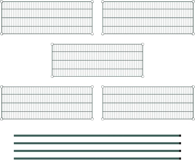Commercial NSF Listed Green Epoxy Stationary Wire Shelving Kit 18" x 48" x 86", with 5 Shelves Perfect for Warehouse, Walk-in Refrigerator, Freezer, Grocery Store, Restaurant, Dishroom