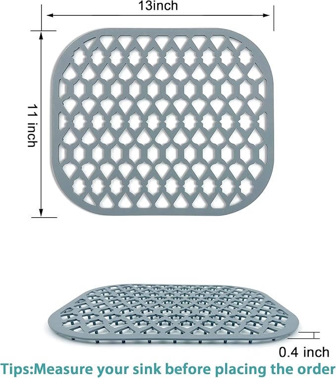 SAMSIER Sink Protectors for Kitchen Sink, Kitchen Sink Accessory - Silicone Mats Grid for Stainless Steel Strainer Bottom of Farmhouse Porcelain sinks (13”x11”)