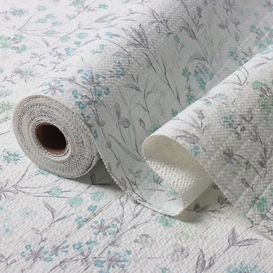 Amiitay Blue and Green Floral Shelf Liners Non Adhesive and Strong Non-Slip Shelf and Drawer Liners for Kitchen Cabinet Wire Fridge, Waterproof Shelf Drawer Liner,Easy to Clean,12IN x 10FT