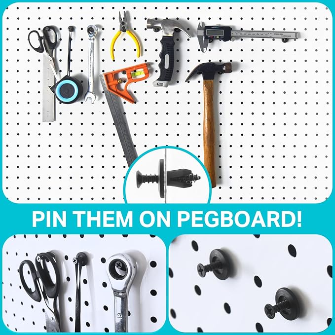 G.CORE Pegboard Peg Hooks Accessories - 40 Set Pegs with Inserts and Screw Fit 1/4 Pegboards Multi-Functional for Hanging and Mounting - Utility Tool Hanger Organizers (Large Size)