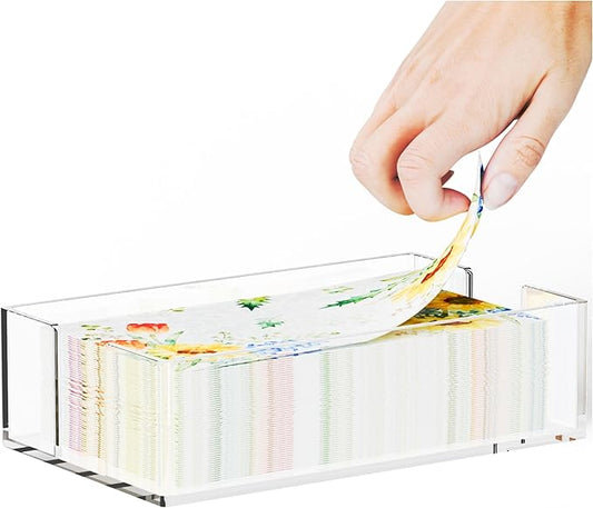 Acrylic Bathroom Napkin Holder,Clear Guest Towel Holder Tray For Bathroom,Waterproof Splashing Vertical Disposable Paper Hand Towel Holder,Modern Dining Table Napkin Tray for Home,Hotel,Office,Kitchen