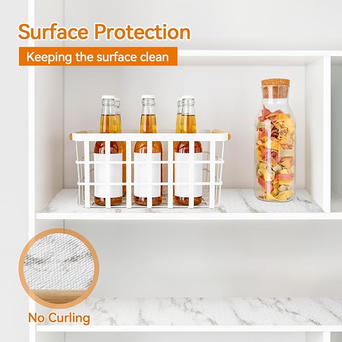 Shinlendid Shelf and Drawer Liner for Kitchen Cabinets Non-Adhesive, Strong Grip Non-Slip Thickened Cabinet Liners for Shelves, Waterproof Mats for Dresser Cupboard, White, 12 in x 30 Feet