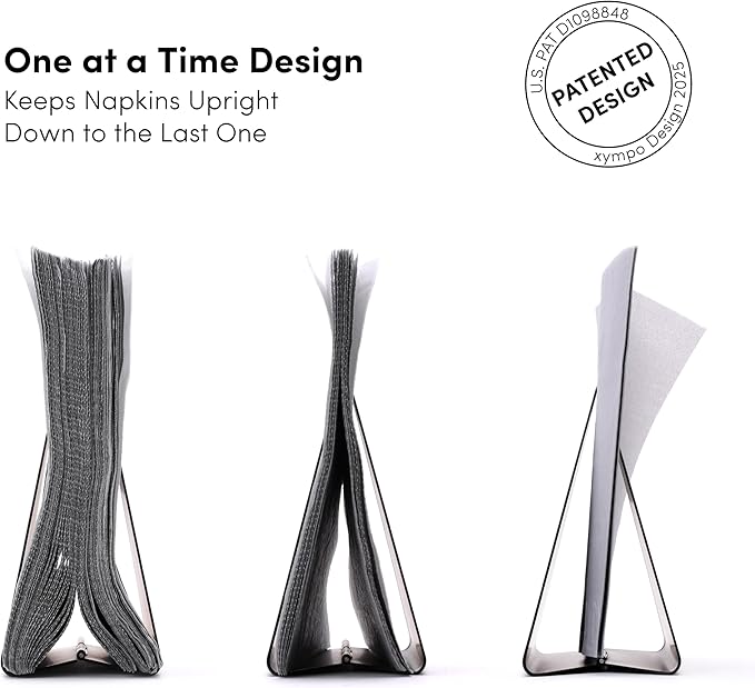 Self-Adjusting Napkin Holder – Compact Black Metal Dispenser for Standard Paper Napkins, Ideal for Kitchen Countertops