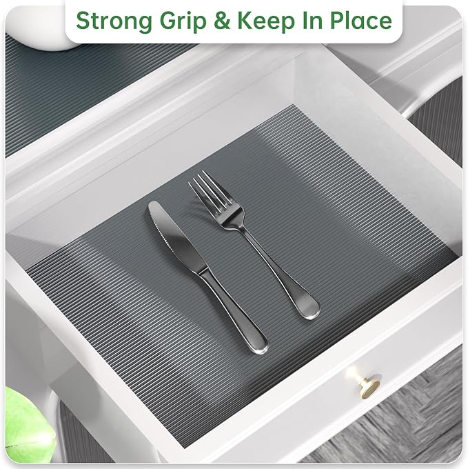 Shelf and Drawer Liner for Kitchen Cabinet, Non-Adhesive 24in x 360in Waterproof Durable Thickened EVA Material Easy-to-Cut Contact Paper Non Slip Mat for Refrigerator, Cupboard, Dresser