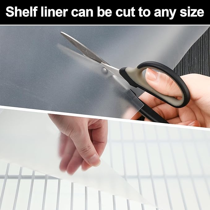 Barydat 4 Pcs Frosted Plastic Wire Shelf Liner Clear Frosted Hard Refrigerator Shelf Mats Non Adhesive Waterproof Wire Shelving Cover for Cabinets Kitchen Shelves Storage Shoe Rack (72 x 16 Inch)