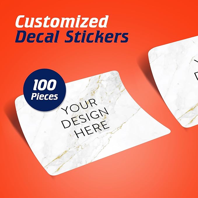 100 Custom Vinyl Stickers - Upload Your own Image, Text, Design, Logo - Personalized Logo Labels for Handmade, Packaging, Bottle, Jars, Candle, Brand Stickers (Gold Marble, 6x4)