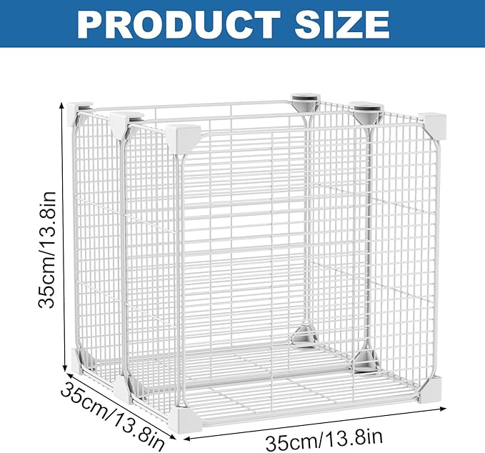 Deep Freezer Organizer Bin 13.8"x13.8"x13.8", Vertical Sides Wire Freezer Baskets with Adjustable Divider Pantry, Freezer Bins for Upright Freezer Meats Frozen Food Snacks Ice Cream Fruits&Vegetables