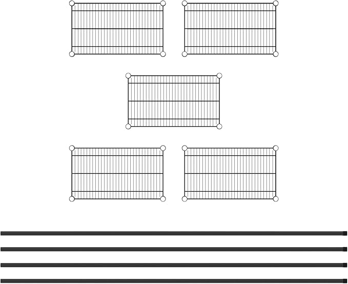 Commercial NSF Listed Black Epoxy Stationary Wire Shelving Kit 14" x 24" x 86", with 5 Shelves Perfect for Warehouse, Walk-in Refrigerator, Freezer, Grocery Store, Restaurant, Dishroom