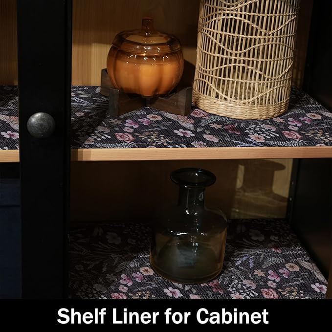 Amiitay Butterfly Shelf and Drawer Liner for Kitchen Cabinets, 12IN x 20FT Non-Adhesive and Strong Non-Slip Floral Shelf Cabinet Drawer Liners for Kitchen, Waterproof Cupboard Liners,Easy to Clean