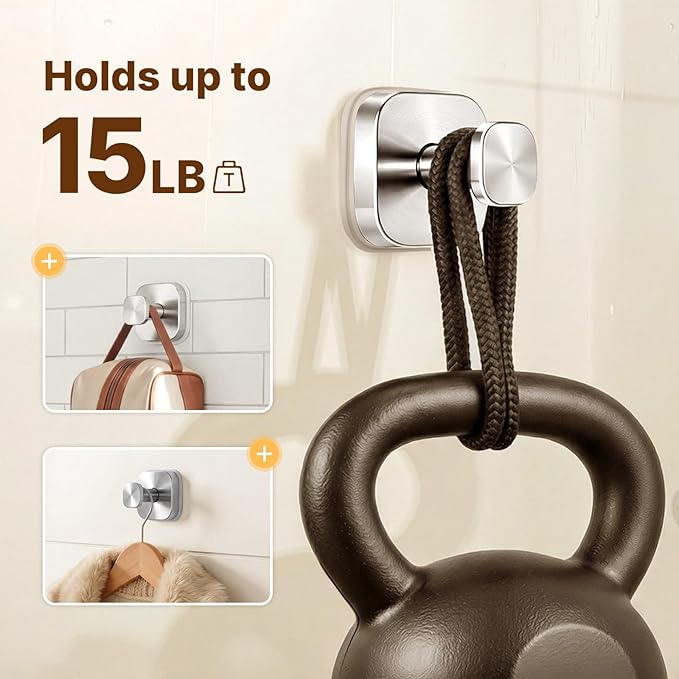 Zrpot 3 PCS Bathroom Hooks for Towels, Suction Cup Hooks for Shower, Door Hooks for Hanging Robe Loofah Removable Wall Hooks for Kitchen Glass Window Silver