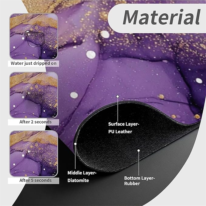 Kitchen Sink Splash Guard，Alcohol ink abstract purple Faucet Mat Sink Gadgets-Super Absorbent Fast Drying Mat Drip Catcher for Kitchen, Bathroom,Sink Mat, Dish Drying Mat, Bathroom(15" X 5.5" )