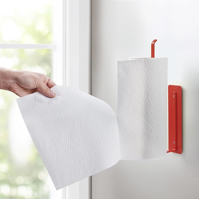 Magnetic Paper Towel Holder for Fridge Red,Heavy Duty Strong Magnet Backing for Toolbox,Grill,BBQ Griddles,RV Tailgates,Microwave,Fridge,Garage - Fit for Large Size of Paper Roll