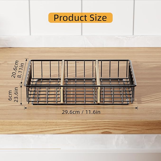 Fruit Basket for Kitchen Countertop, Fruit Bowl with 3 Compartments, Kitchen Organizer for Fruits, Vegetable, and Snack Storage