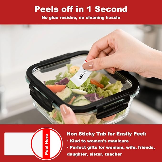 NATURALABEL 1000 PCS Blank Removable Freezer Labels with Dispenser - 1" x 2" Food Labels for Meal Prep Containers, Easy Peel-Off Design, No Residue