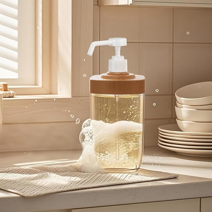 Kitchen Soap Dispenser with Sponge Holder, 800ml Large Capacity Dish Soap Dispenser Caddy, Shatterproof & Rustproof Sink Organizer with Extended Tube, Removable Caddy - Free Funnel Included (White)