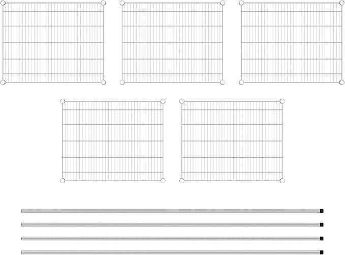 Commercial NSF Listed Chrome Stationary Wire Shelving Kit 24" x 30" x 86", with 5 Shelves Perfect for Warehouse, Walk-in Refrigerator, Freezer, Grocery Store, Restaurant, Dishroom