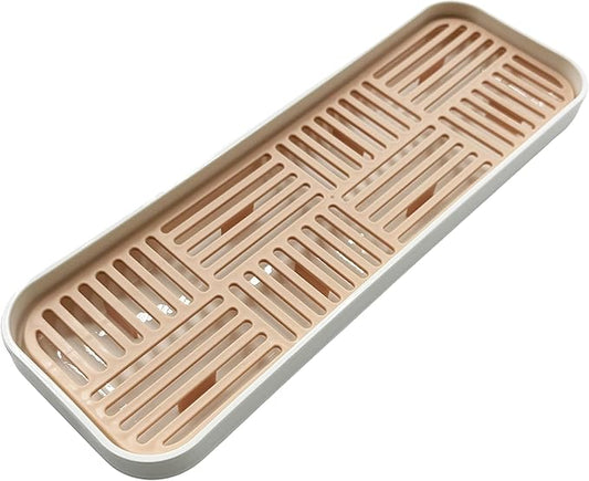 WUCYLKA Kitchen Sink Organizer Sink Caddy, Plastic Sponge & Soap Holder with Double-Layer Drain Rack – Countertop Sink Tray for Sponge, Soap, Dish Brush, Cup, and Wire Scrubber(Pink)