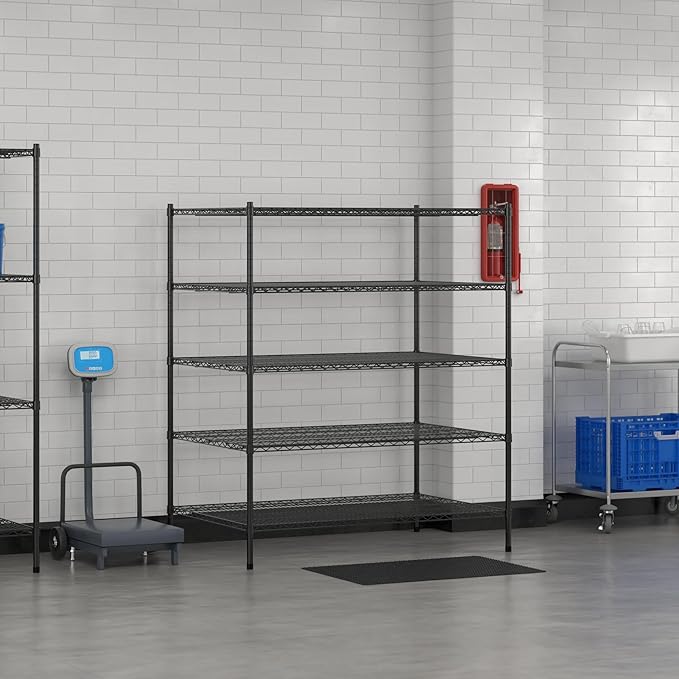 Commercial NSF Listed Black Epoxy Stationary Wire Shelving Kit 36" x 54" x 64", with 5 Shelves Perfect for Warehouse, Walk-in Refrigerator, Freezer, Grocery Store, Restaurant, Dishroom