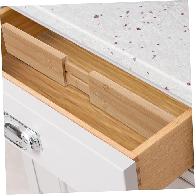CHILDWEET Bamboo Drawer Dividers Retractable Separator Home Organization Expandable Drawer Partition