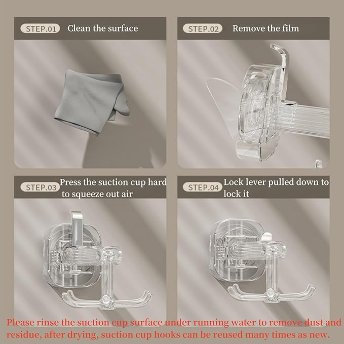 Hanging Utensil Holder Hooks Kitchen Utensil Hanger Wall Mount 360° Rotating Folding Hook Strong Suction Cup Hook Utensil Rack with 6 Hooks for Kitchen Bathroom Cabinet 2 Pack (Cream)