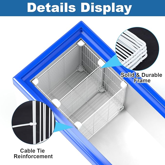 Deep Freezer Organizer Bin 13.8"x13.8"x13.8", Vertical Sides Wire Freezer Baskets with Adjustable Divider Pantry, Freezer Bins for Upright Freezer Meats Frozen Food Snacks Ice Cream Fruits&Vegetables