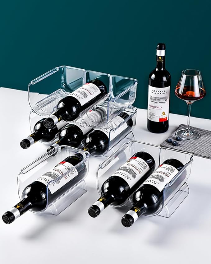 JWYTA Transparent Wine Rack Stackable Bottle Holder for Refrigerator Beverage Storage and Organization at Home (3 Link)