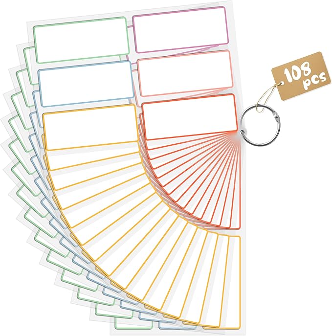 PPB Dry Erase Labels Sticky Notes for Organizing, Reusable Waterproof Removable Stickers for Storage Bins, Freezer, Kitchens, Classroom, Office, All Purpose Use (1.5”x 3.5”, Multicolor, 36 Dots)