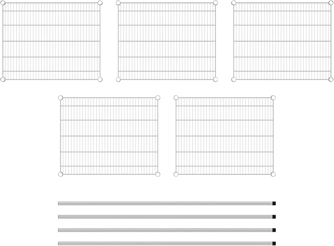 Commercial NSF Listed Chrome Stationary Wire Shelving Kit 24" x 30" x 64", with 5 Shelves Perfect for Warehouse, Walk-in Refrigerator, Freezer, Grocery Store, Restaurant, Dishroom