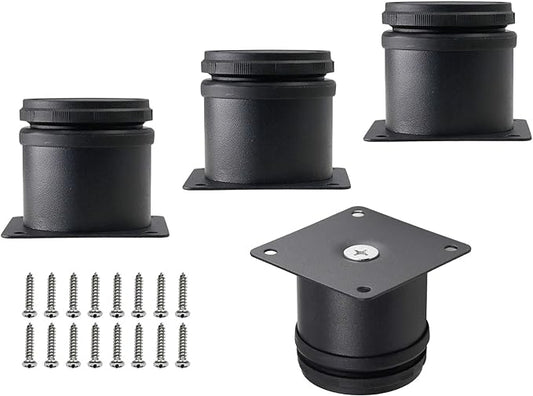 Set of 4 Stainless Steel Furniture Legs 2 Inch, Adjustable Round Cabinet Legs 2" Dia Kitchen Feet, Metal Replacement Legs for Cabinet Sofa Couch Shelves Table (Black)