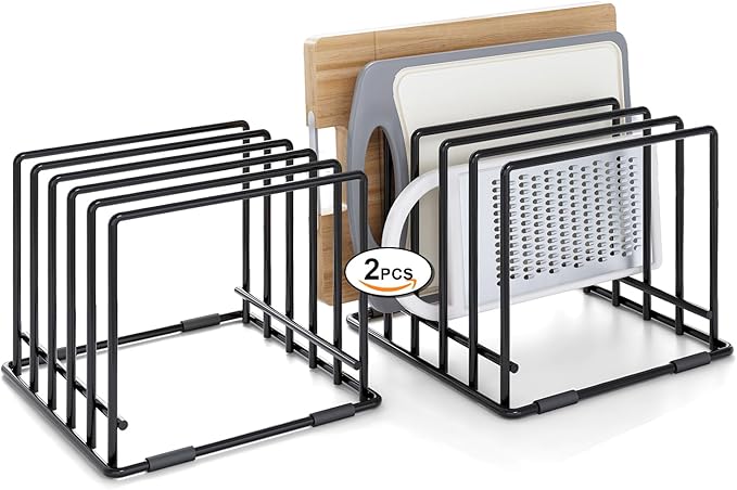 2-pack 5-slot baking storage scratch-resistant cookie tray organizer with anti-slip frame for kitchen cabinet - portable and dust-resistant