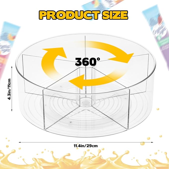 Drink Packet Organizer, Turntable Water Packet Organizer, Mix Drink Station Organizer, Pantry Organization Storage Bins for Kitchen Fridge Countertop Cabinet, 5 Parts for Snacks Packets Spices