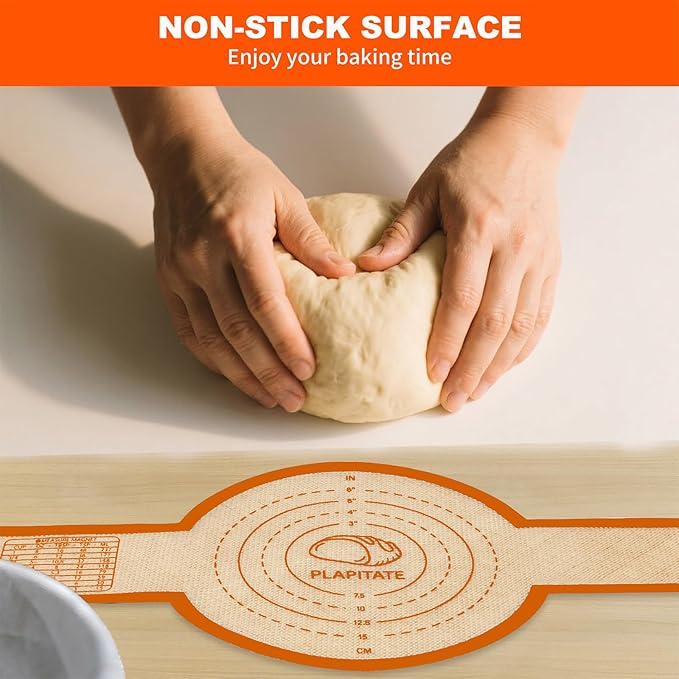 Silicone Bread Sling Dutch Oven Liner, Non-Stick & Easy Clean Reusable Oval and Round Silicone Bread Baking Mat with Long Handles, Easy to Transfer Sourdough Bread - 2 Orange Set