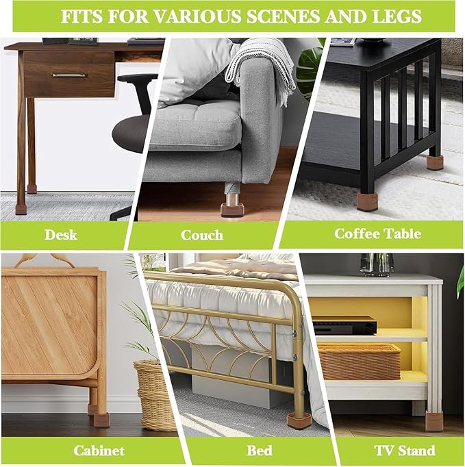 24 Pack Furniture Risers 1, 2 or 3 Inch, Adjustable Bed Risers Heavy Duty For Table Desk Couch Chair Sofa Cabinet Bed Legs Dorm, Square Stackable Bed Raisers Blocks Lift Height 1", 2" or 3", Brown