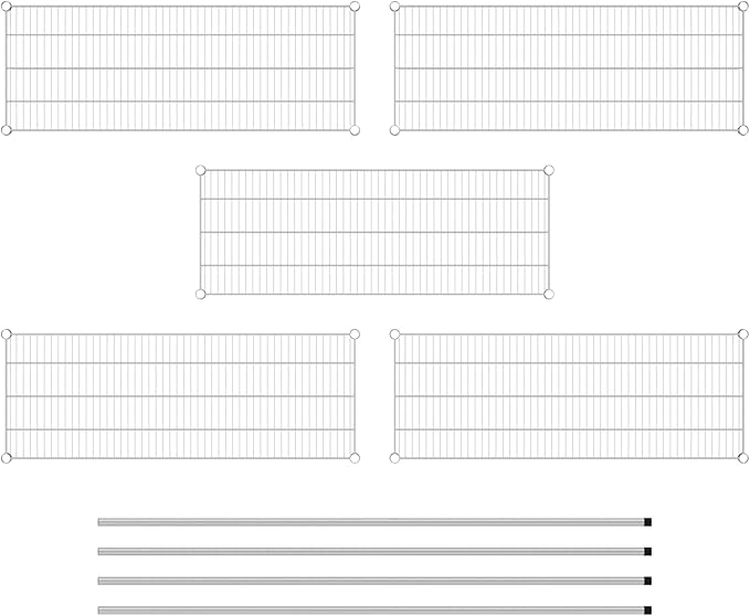 Commercial NSF Listed Chrome Stationary Wire Shelving Kit 18" x 48" x 74", with 5 Shelves Perfect for Warehouse, Walk-in Refrigerator, Freezer, Grocery Store, Restaurant, Dishroom