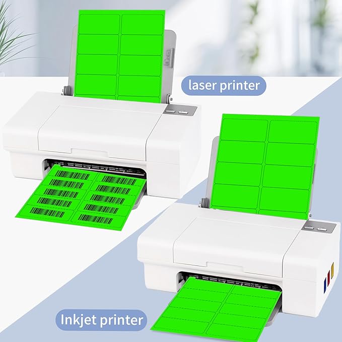 YEGAWEN Shipping Labels Stickers, 2"×4" Printable Mailing Label for Laser/Inkjet Printing- Matte, Permanent Adhesive Labels Stickers (Fluorescent Green)