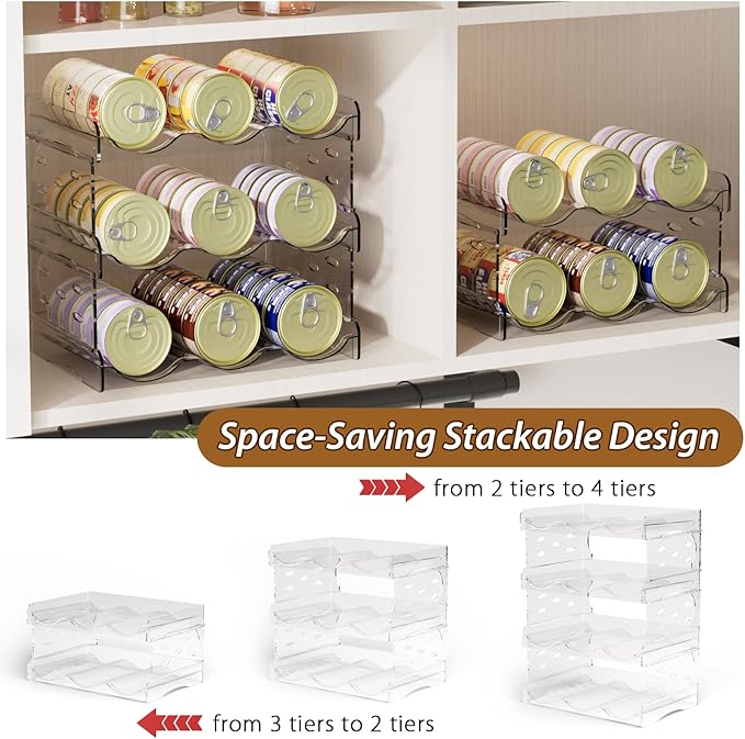 Cat Food Can Organizer, 4-Tier Cat Food Organizer, Transparent Can Organizer for Pantry, Canned Food Organizer Holds 60 (3oz) Cans, Pantry Can Organize (4-Tier)