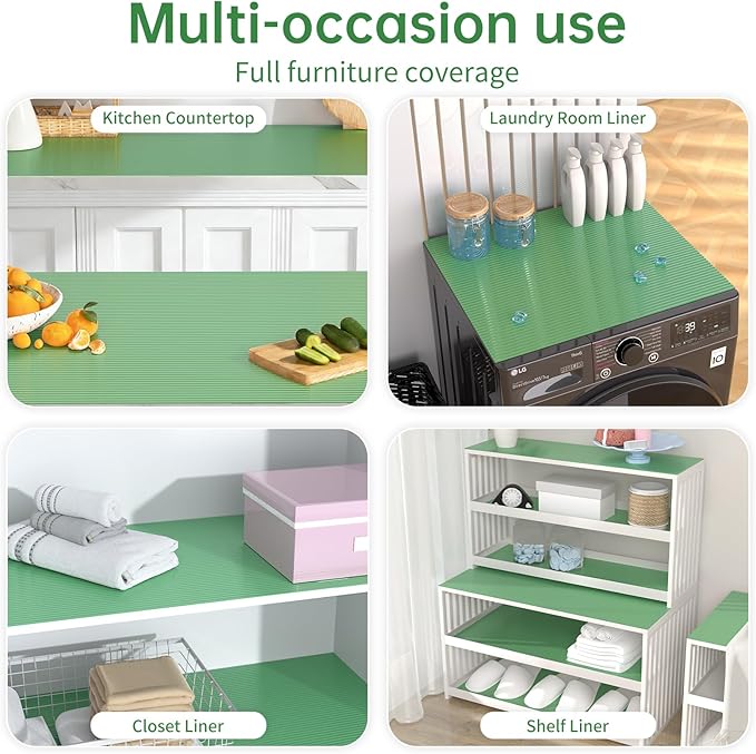 Shelf and Drawer Liner for Kitchen Cabinet, Non-Adhesive 24in x 360in Waterproof Durable Thickened EVA Material Easy-to-Cut Contact Paper Non Slip Mat for Refrigerator, Cupboard, Dresser