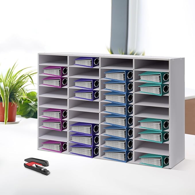 36 Compartment File Organizer - Document Storage Cabinet with Detachable Partitions, Anti-Slip Pads, for Office Home School
